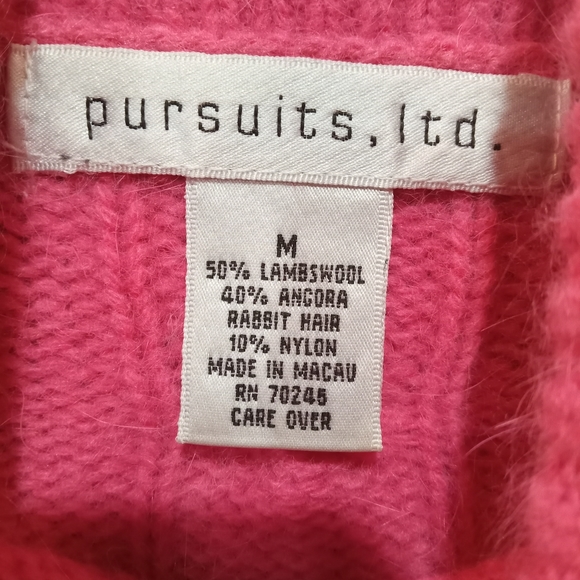 Pursuits, ltd. Lambs wool angora rabbit hair blend pink turtleneck size M - Picture 3 of 3